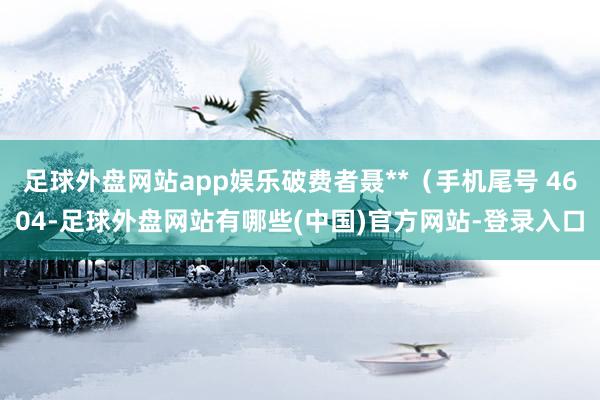 足球外盘网站app娱乐破费者聂**（手机尾号 4604-足球外盘网站有哪些(中国)官方网站-登录入口