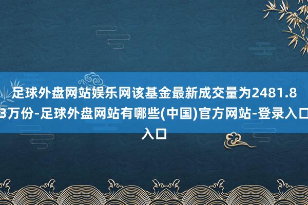 足球外盘网站娱乐网该基金最新成交量为2481.83万份-足球外盘网站有哪些(中国)官方网站-登录入口