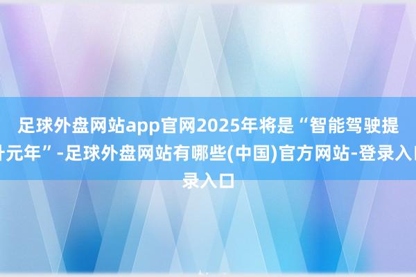 足球外盘网站app官网2025年将是“智能驾驶提升元年”-足球外盘网站有哪些(中国)官方网站-登录入口